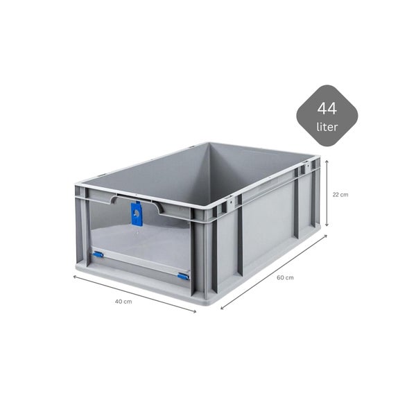 PROREGAL Eurobox NextGen Insight Cover HxBxT 22 x 40 x 60 44 Liter Hoch/Blau Eurobehälter Transportbox