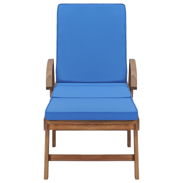 Sonnenliegen mit Auflagen 2 Stk. Massivholz Teak Blau