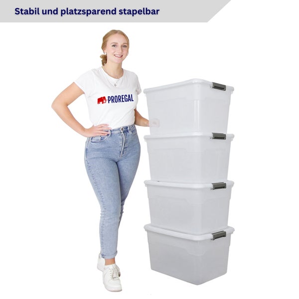 Stapelbare Kunststoffboxen mit Deckel für die Lagerung