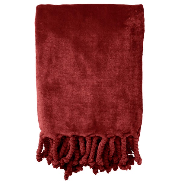 FLORIJN - Wohndecke Fleece 150x200 cm - Merlot - rot