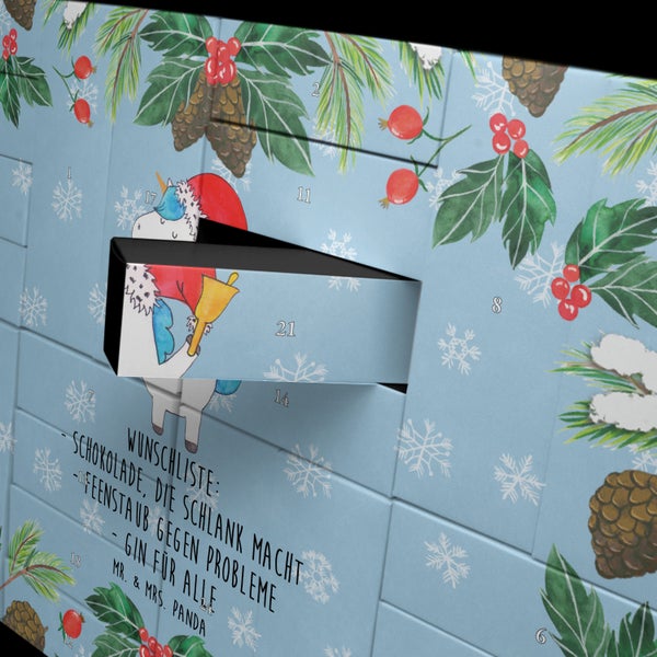 Mr. & Mrs. Panda Befüllbarer Adventskalender Einhorn Weihnachtsmann - Blau Pastell