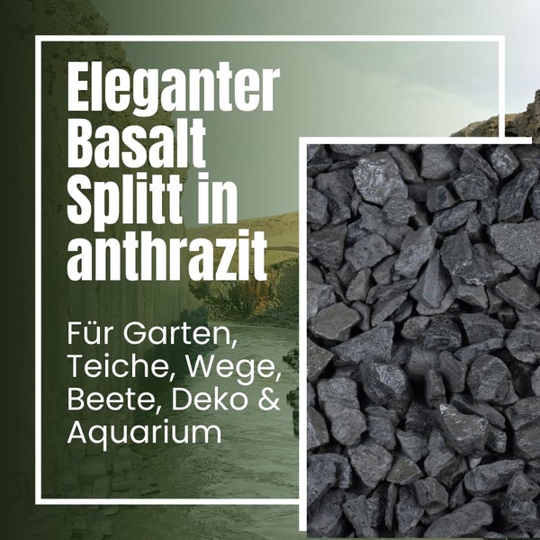 Anthrazitfarbener Basaltsplitt für Garten, Teich, Weg, Beet, Dekoration und Aquarium