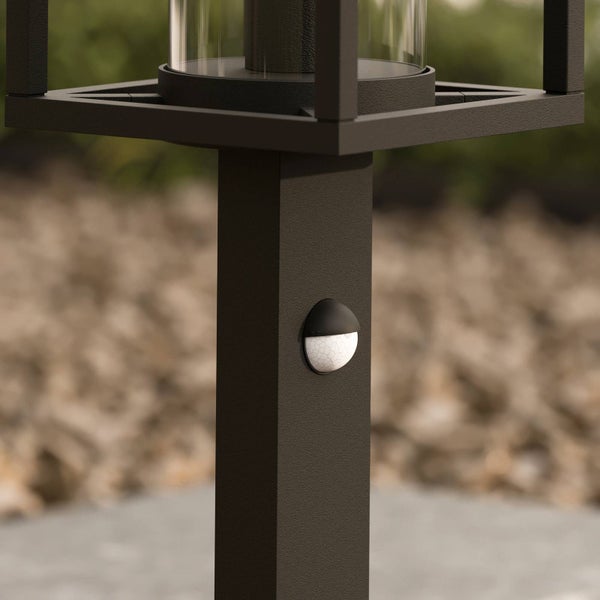 Lucande Außenleuchte Ferda mit Bewegungsmelder (spritzwassergeschützt (Modern) in Schwarz aus Aluminium (1 flammig, E27) - Wegeleuchte Pollerleuchte Wegelampe Sockelleuchte