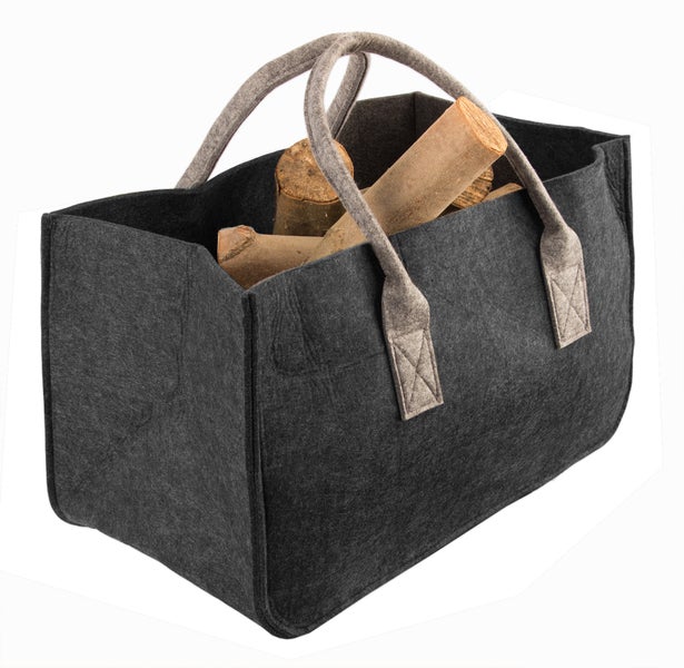 BigDean Filztasche Filzkorb anthrazit - für Kaminholz Shopper mit Henkel groß - Kaminzubehör - Holzkorb Einkaufskorb – Aufbewahrung faltbar