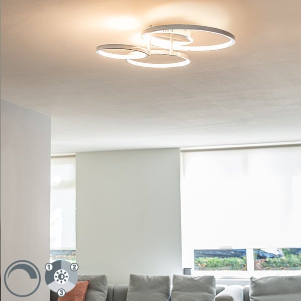 Moderne Deckenleuchte weiß inkl. LED und Dimmer Rondas