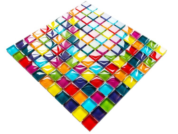 Glasmosaik auf Netz für Bad und Küche 30cm x 30cm  - Rainbow