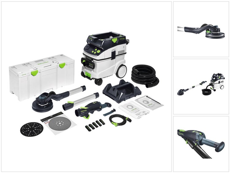 Festool Langhalsschleifer Planex Set inklusive Absaugmobil, Transportkoffer Systainer, Saugschlauch, Verlängerungen und diversem Schleifzubehör.