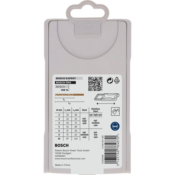 Bosch Metallbohrer Set mit sieben Teilen von 2 bis 10 mm in Kunststoffkassette