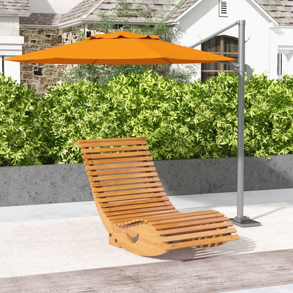 Outsunny Schaukelstuhl, Schaukelliege Holz, Gartenliege, Ergonomisch Schwingstuhl mit S-Form, Kippschutz, bis 120 kg belastbar für Balkon, Terrasse, Teak, 130 x 60 x 60 cm