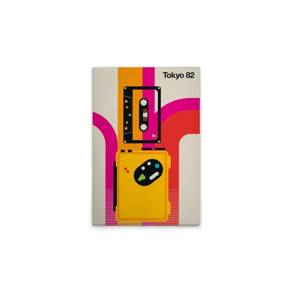 Grafikdesign einer Kassette und eines Kassettenabspielgeräts mit dem Titel Tokyo 82