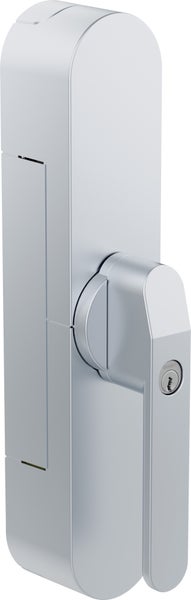 ABUS Fensterschloss in Silber mit abschließbarem Griff und Zylinder für zusätzliche Fenstersicherheit.