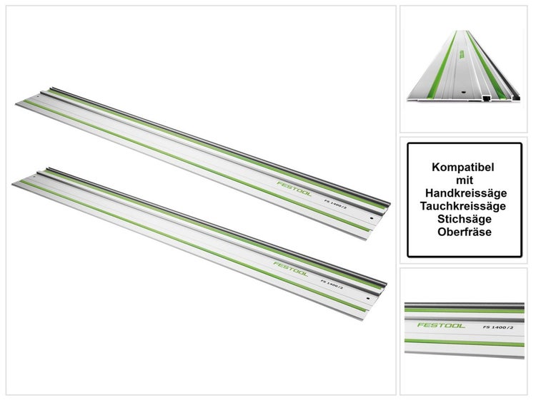 Festool FS 1080/2 Set 2x Führungsschiene 1080 mm ( 2x 491504 ) für Hand, Tauch und Stichsägen / Oberfräse