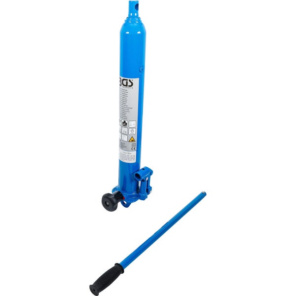 Blauer Hydraulikzylinder mit Pumpstange von BGS technic, Tragkraft 1000 Kilogramm.