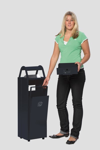PROREGAL Kombiascher Mit Schloss Und Blenden 35 Liter HxBxT 97,5 x 30,5 x 26,5 cm Stahl Anthrazit