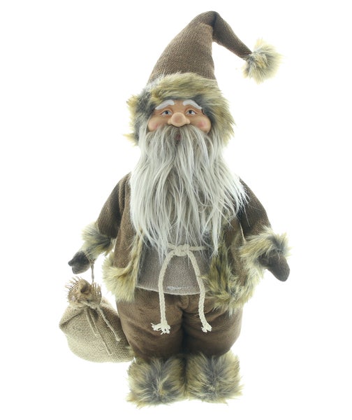Dekorativer Weihnachtsmann mit Mütze, Bart und Sack