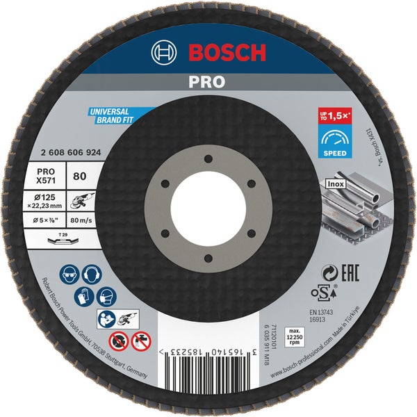 Bosch PRO X571 Fächerschleifscheibe 125 mm G80 - 2608606924