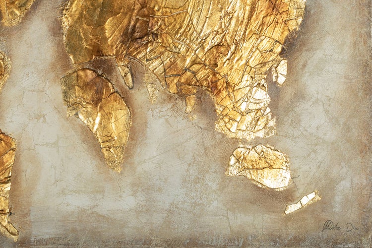 Handgemaltes Gemälde Acrylfarbe 120x80cm Gold