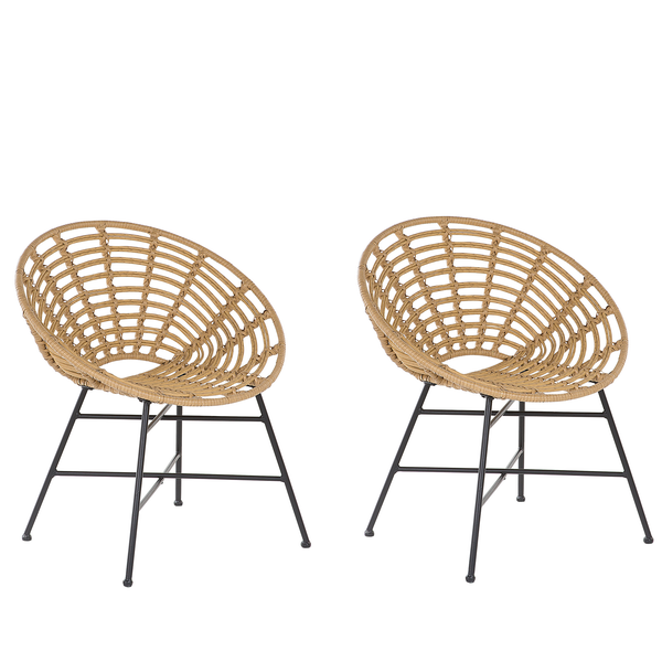 Gartenstuhl 2er Set ACERRA Polyrattan Hellbraun