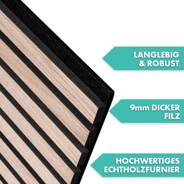 FLOORDIREKT Akustikpaneel - für Angenehme Raumakustik - in Holzoptik - 60 x 60 cm - White Oak