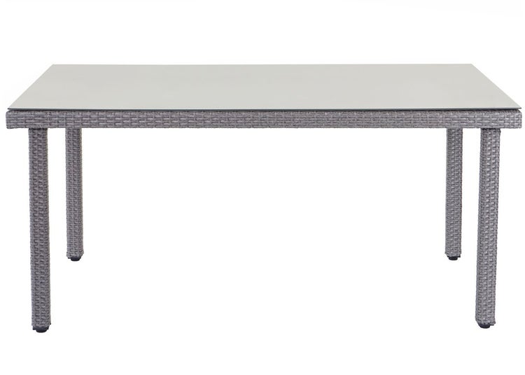 Gartentisch mit Glasplatte und Rattanstruktur