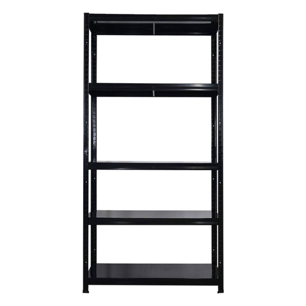 Schwarzes Metallregal mit fünf Ablagen für die Lagerung