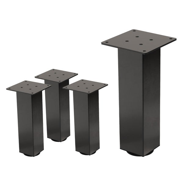 ML-Design 4er Set Tischbeine I-Design 30 cm, Dunkelgrau Optik Industrial, Stahl pulverbeschichtet, eckig, Profil 8x8 cm, Höhenverstellbare Möbelfüße 1-4 cm, Möbelbeine für Couchtische Bänke Sideboards