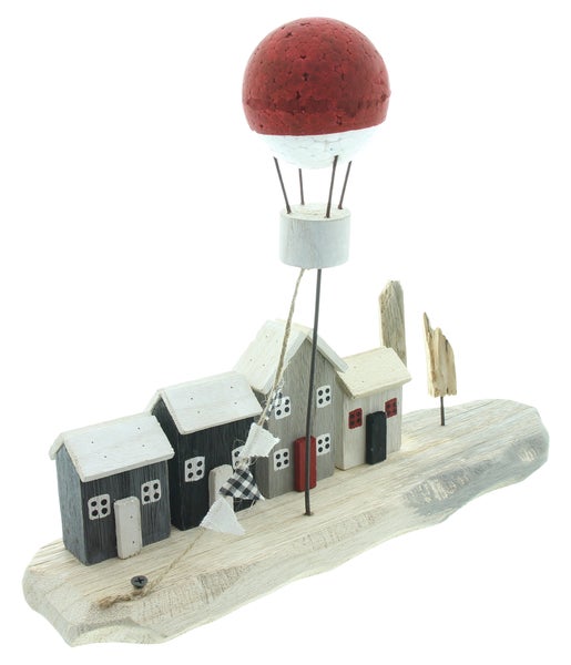 FRANK FLECHTWAREN|Promenade Heißluftballon, 38 x 9,5 x 28 cm, HOLZ, KUNSTSTOFF, METALL
