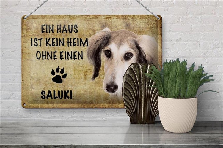 Blechschild Spruch 30x20cm Saluki Hund ohne kein Heim