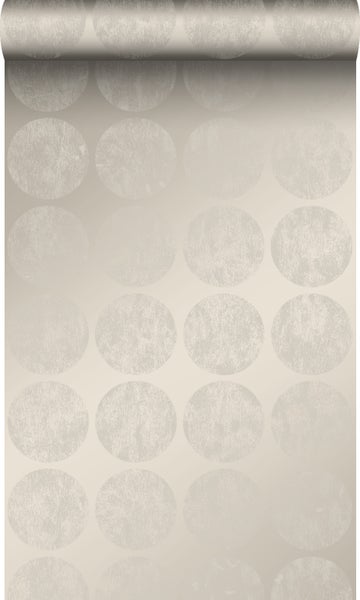 Origin Wallcoverings Tapete große verwitterte Kugeln Silber - 53 cm x 10,05 m - 347607