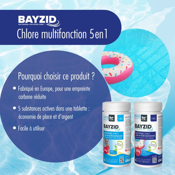 Bayzid Multitabs 5 in 1 Chlortabletten für die Schwimmbadpflege, 1 kg Packung