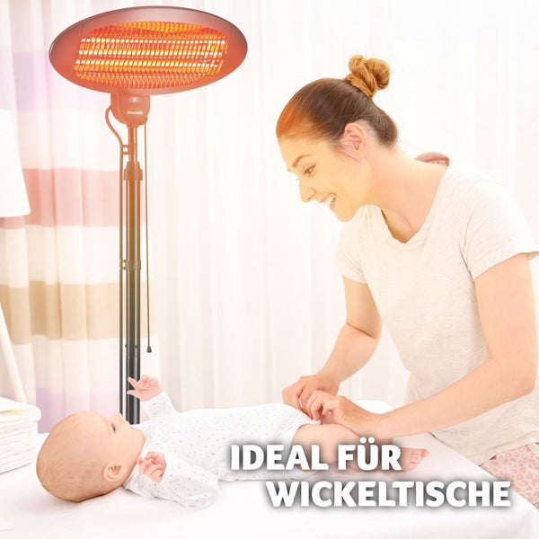 Infrarotheizstrahler tectake Solaris Monolith Wandmontage möglich, 50 x 50 x 136 - 213 cm 3 Leistungsstufen, 650, 1300 und 2000 W schwarz
