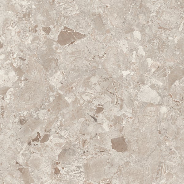 Beige Feinsteinzeug Bodenfliese in Steinoptik mit marmorierter Struktur.