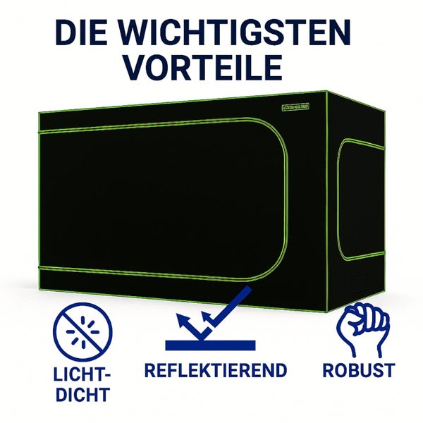 Growzelt mit den wichtigsten Vorteilen: lichtdicht, reflektierend und robust