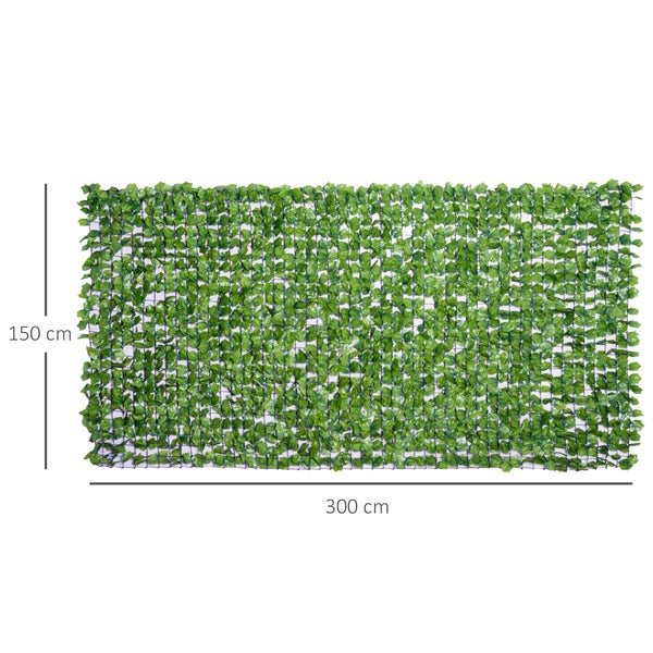 Outsunny Künstliche Hecke, 300 x 150 cm, PE, Gewebe, Hellgrün