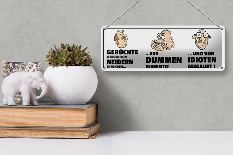 Blechschild Spruch 27x10cm Gerüchte werden von Neidern Dekoration