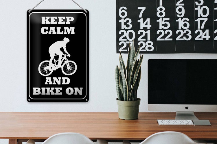 Blechschild Spruch 20x30cm Keep Calm and Bike on