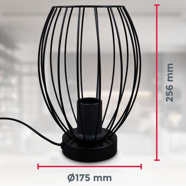 Nachttischlampe - mit Schalter, retro, max. 40W, E27 Fassung, schwarz