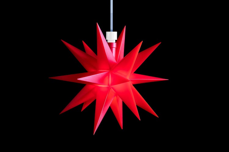 Sterntaler Dekostern | Weihnachtsstern Mini | 18-Zacker | 12cm | Innen | LED | Netzstecker | mit Timer