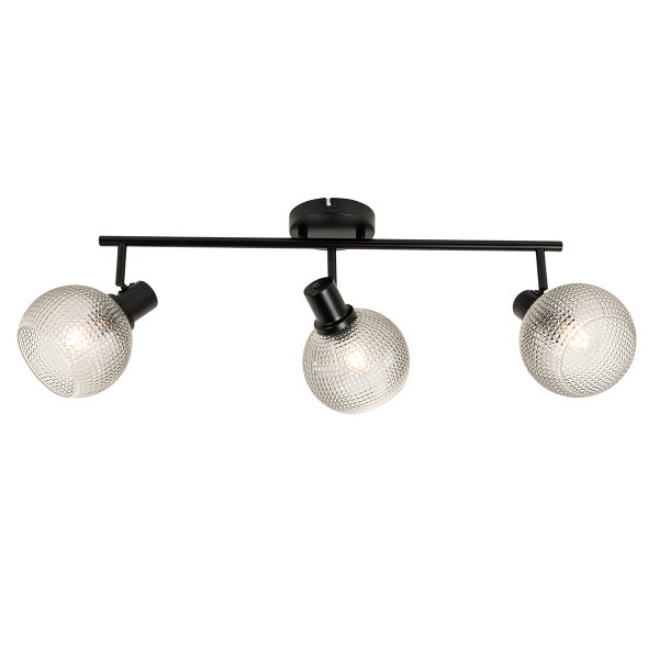 Deckenleuchte mit drei Strahlern und runden Lampenschirmen