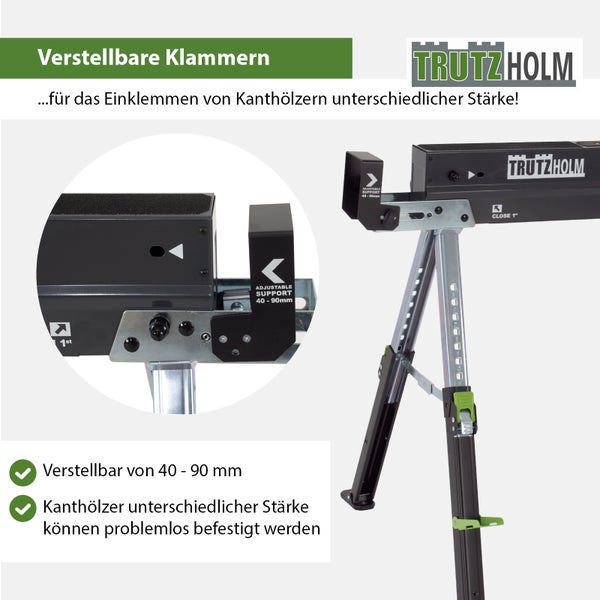 Verstellbare Klemmen zum Einklemmen von Kanthölzern, Marke TrutzHolm