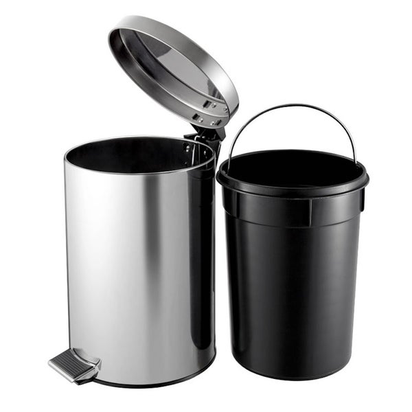 PROREGAL Runder Tretabfallsammler Mit Herausnehmbaren Kunststoff Inneneimer 3 Liter HxBxT 27 x 19,5 x 17 cm Edelstahl