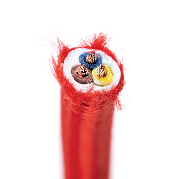 Textilkabel Rot, 3-adrig, (3x 0,75 mm²) - Stoffkabel mit Erdleiter, Meterware