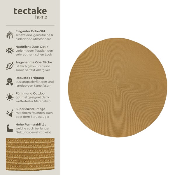 Geflochtener Teppich tectake strapazierfähig und pflegeleicht Ø 160 cm Ø 160 cm