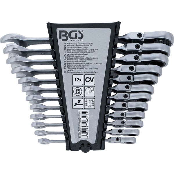 BGS Ratschenring-Maulschlüssel-Satz abwinkelbar SW 8 - 19 mm 12tlg. - 6546