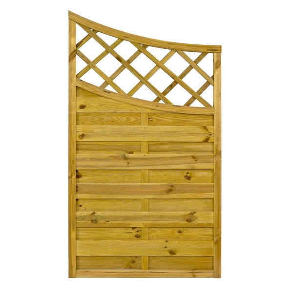 Holzzaun mit Lattenmuster im oberen Bereich