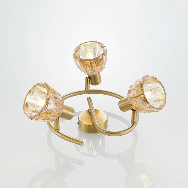 Lindby Deckenlampe Kosta (Modern) in Gold / Messing aus Metall (3 flammig, E14) - Deckenleuchte Lampe Wohnzimmerleuchte