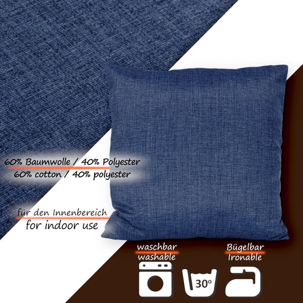 Kissenhülle Jeansblau 50x50cm ohne Füllung Leinenoptik