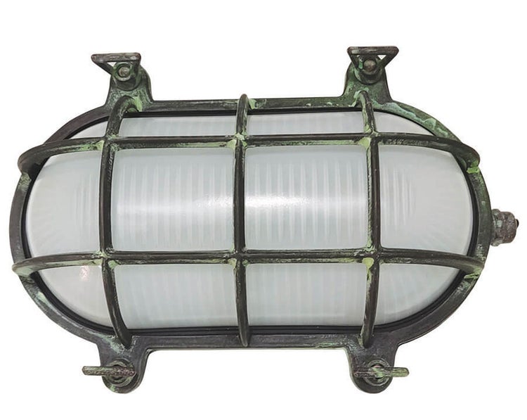 Ovale Wandleuchte mit Schutzgitter