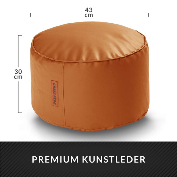 Green Bean Sitzhocker aus Kunstleder - Pouf mit EPS Perlen Füllung - 43 x 30 cm - perfekte Ergänzung zum Sitzsack - Sitzwürfel Sitzkissen Hocker Fußhocker - Cognac