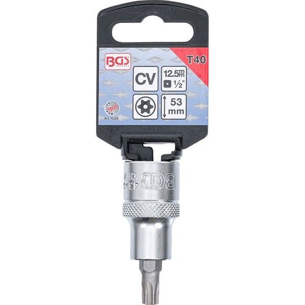 BGS Bit-Einsatz Antrieb Innenvierkant 12,5 mm (1/2) T-Profil (für Torx) mit Bohrung T40 - 4326